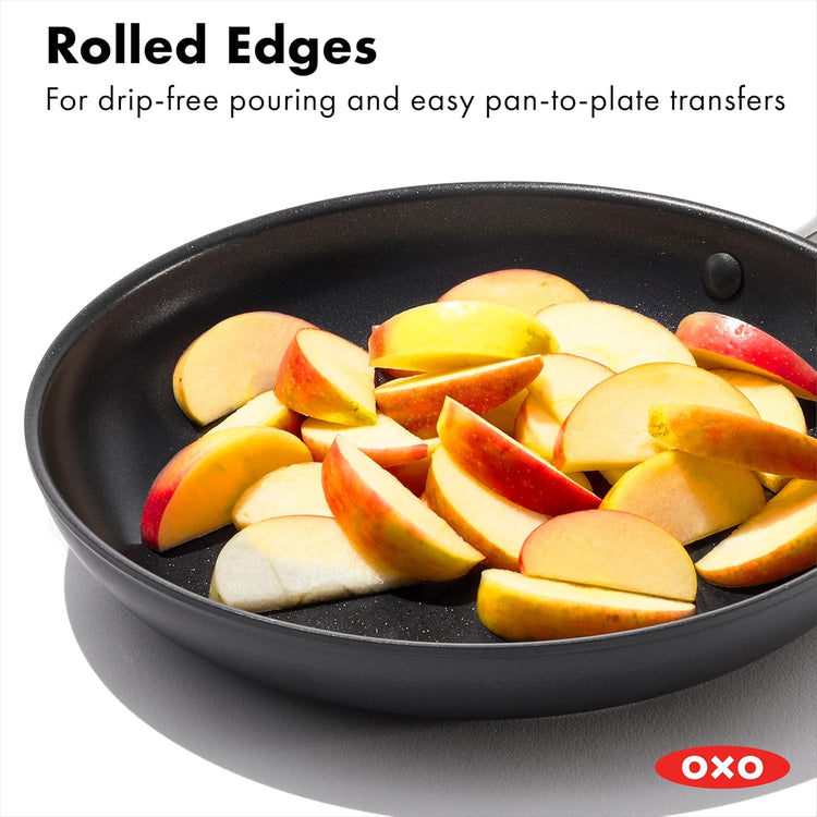 OXO Enhanced 10" Frying Pan Skillet, PFAS-Free Ceramic Nonstick, Durable Hard Anodized Cookware, Scratch Resistant, Stainless Steel Handle, Good Grips, Dishwasher Safe, Oven safe, Black