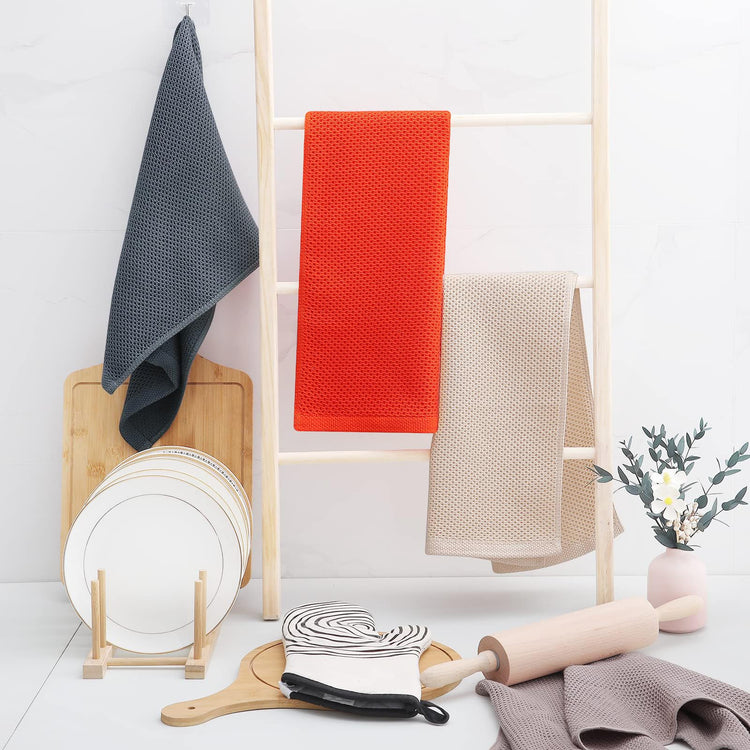 100% Cotton Waffle Weave Kitchen Dish Towels 6 (6 Count)