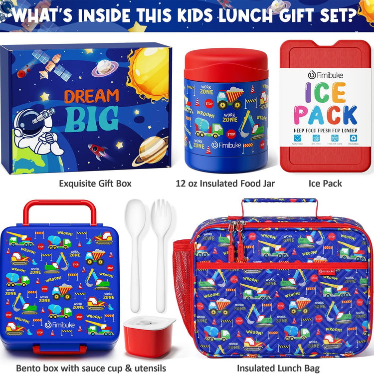 Kids Bento Snack Lunch Box with Thermo Insulated Toddler Lunch Bag