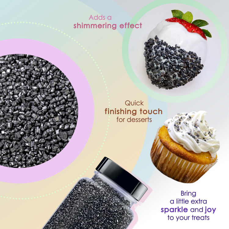 Black Pearlized Sugar Sprinkles for Baking (5 Ounce)