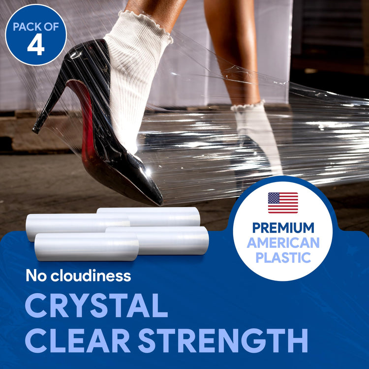 4 Pack of 18" Plastic Stretch Film Wrap (1200 Foot)