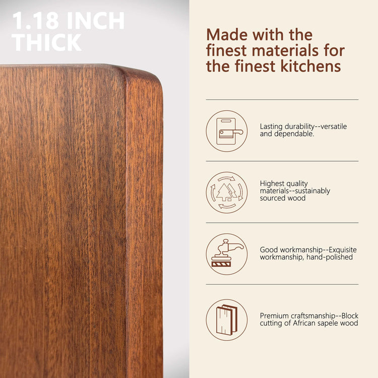 Solid Sapele Wood Cutting Board One