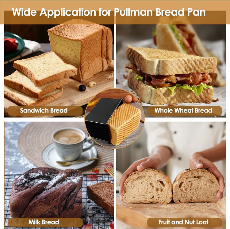 2pack 1LB Black Pullman Loaf Pan with Lid (2 Count)