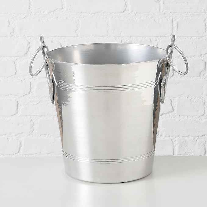 WHW Whole House Worlds Anchors Ice Bucket, Luxury Wine Cooler with Handles and Loops, Aluminum, 12.25 Inches