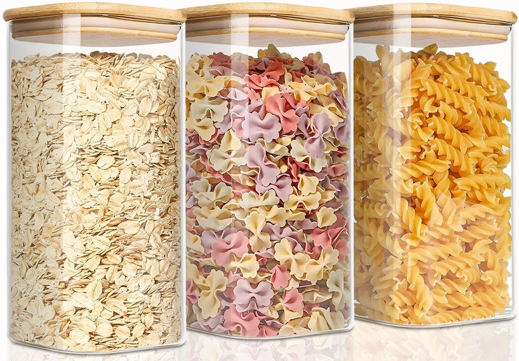 1.6Qt Square Glass Jars (3 Count)