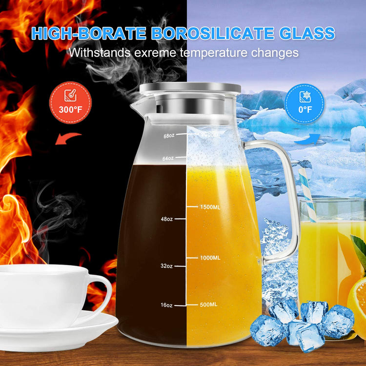 Glass Pitcher with Lid and Handle