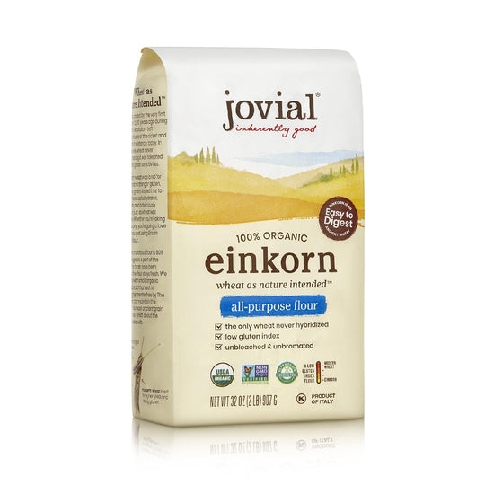 Jovial Organic Einkorn Unbleached All Purpose Flour - Bread Baking Flour for Sourdough, High Protein, Non-GMO, Organic Pizza & Pasta, European Italian, Glyphosate Free - 32 Oz - Nestoria