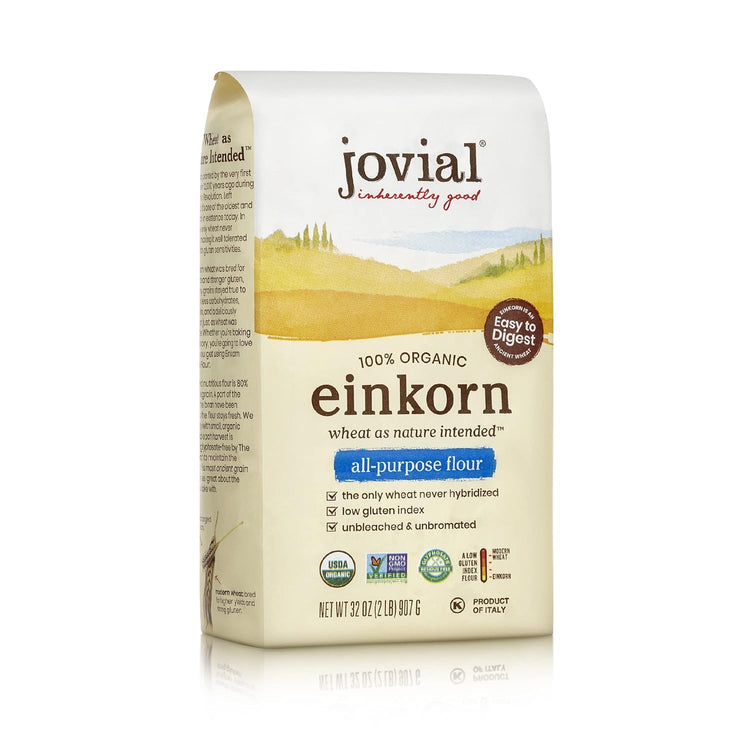 Jovial Organic Einkorn Unbleached All Purpose Flour - Bread Baking Flour for Sourdough, High Protein, Non-GMO, Organic Pizza & Pasta, European Italian, Glyphosate Free - 32 Oz - Nestoria
