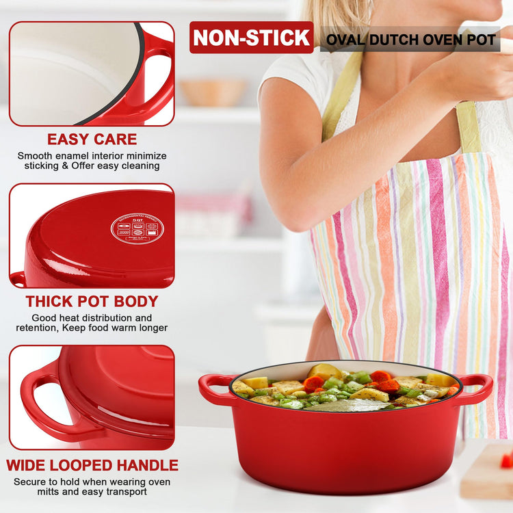 5QT Oval Dutch Oven Pot with Lid