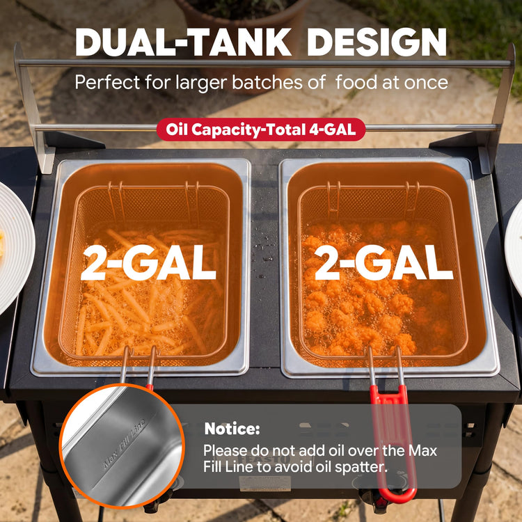 Outdoor Propane Deep Fryer with Rolling Cart