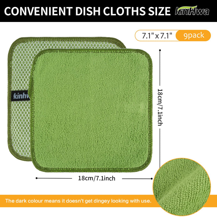 Dish Cloths for Washing Dishes with Scrub Side (9 Count)