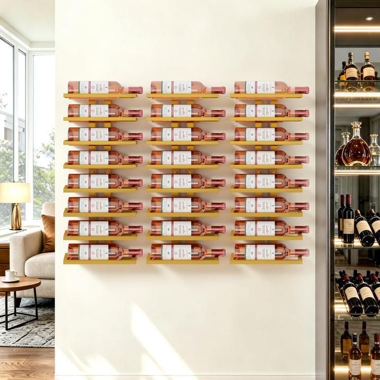 3 Set 8 Tier Wall Mount Wine Rack (24 Count)