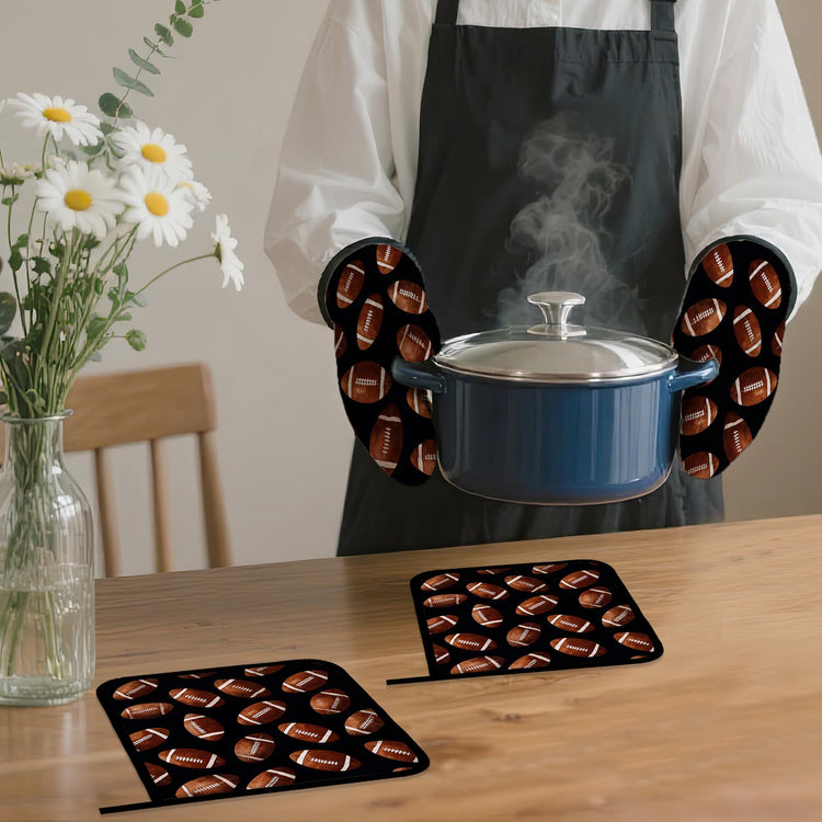 American Football Oven Mitts and Pot Holders (4 Count)