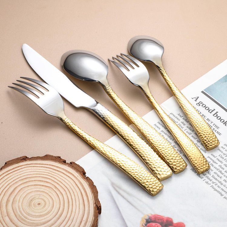 Hammered Silverware Set For 4 (20 Count)