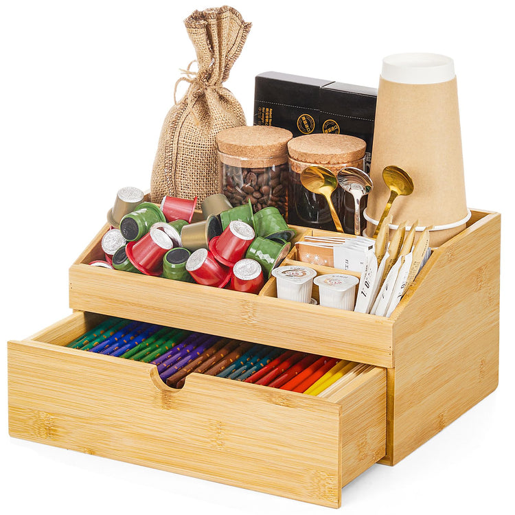 Coffee Bar Organizer Countertop with Drawer