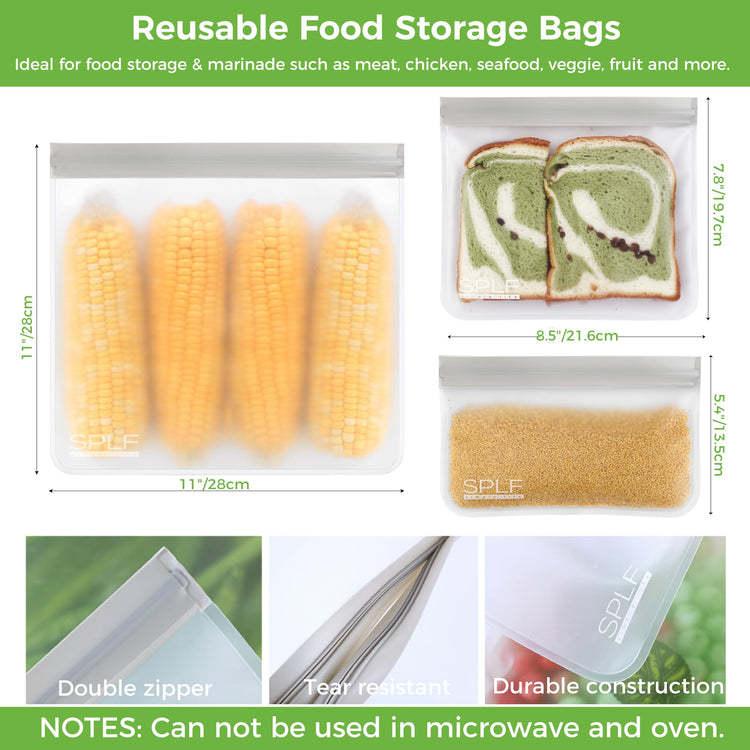 18 Pack Reusable Food Storage Bags Dishwasher Safe