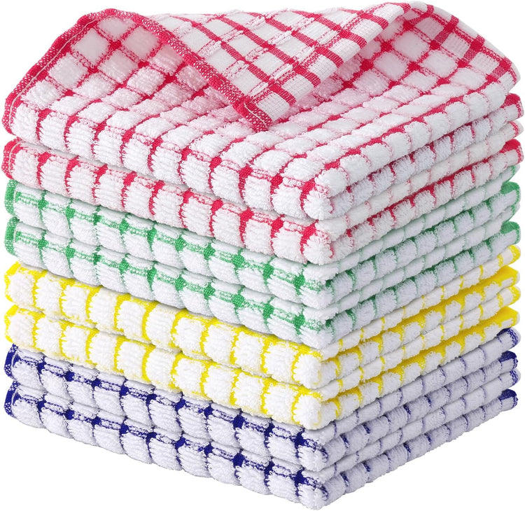 Kitinjoy Cotton 8 Pack Terry Kitchen Dish Cloths, 12 x 12 Inches Super Soft and Absorbent Dish Rags, Quick Drying Dish Towels for Washing Dishes, Mixed Color - Nestoria