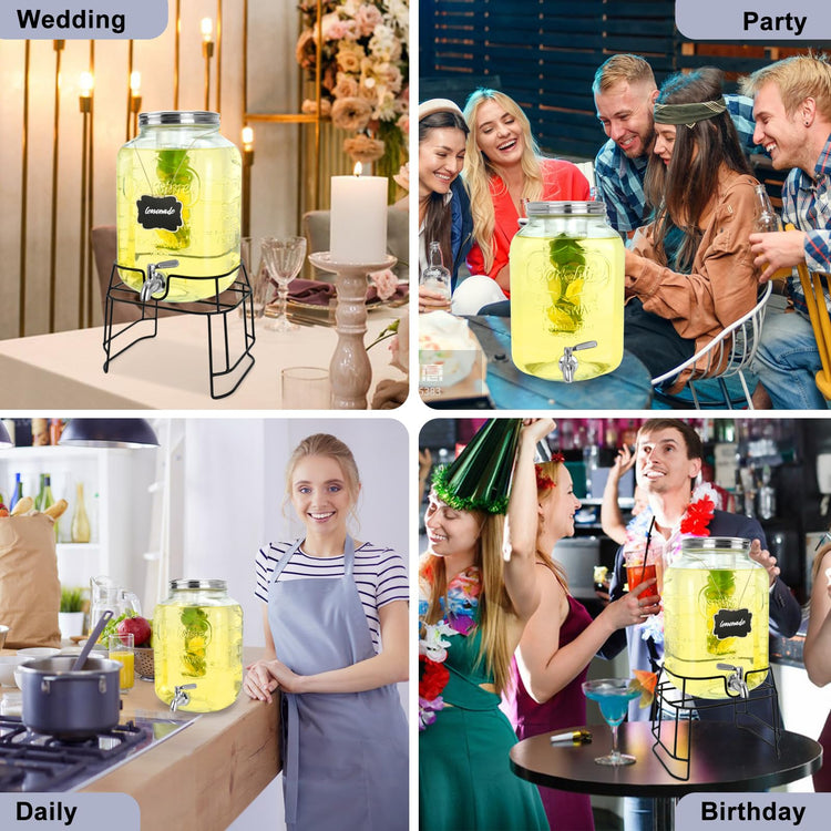 2 Gallon Glass Drink Dispensers For Parties