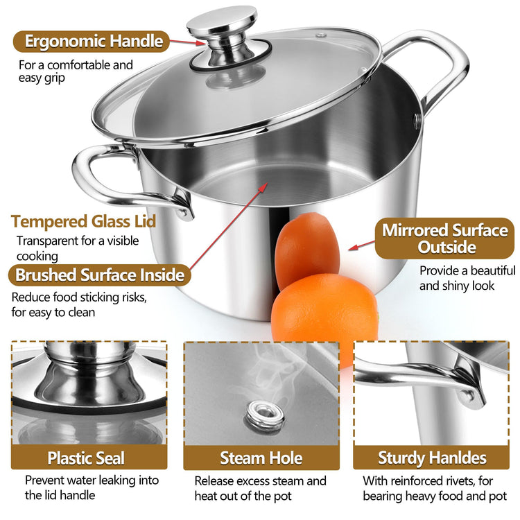 8 Quart Tri Ply Stainless Steel Stock Pot