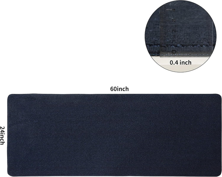 COSY HOMEER 24X60 Inch Kitchen Rug Mats Made of 100% Polypropylene Strip TPR Backing Soft Kitchen Mat Specialized in Anti Slippery and Machine Washable,for Kitchen, Floor Home,Office,Sink,Laundry,Navy