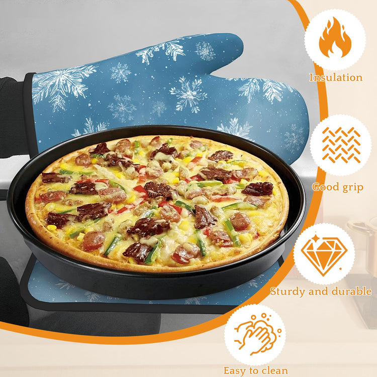 Snowflakes Oven Mitts and Pot Holders (4 Count)