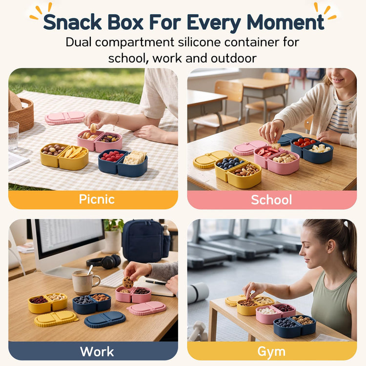 3 Pack Silicone Snack Containers for Kids