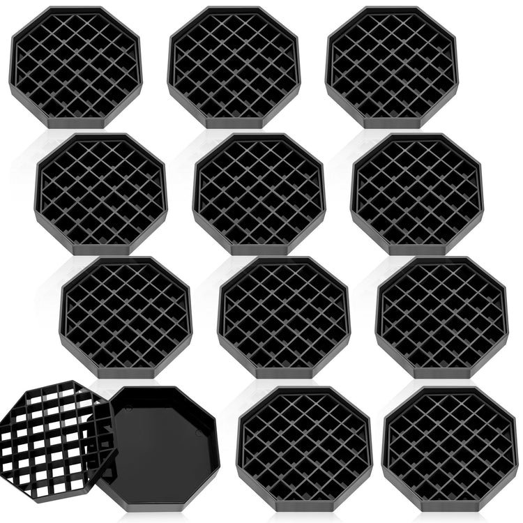 12 Pcs 4 Inch Coffee Drip Tray Black Plastic Octagon Coffee Countertop Drip Coaster with Honeycomb Grid for Drink Tea Wine Beverage Dispenser (12 Count)