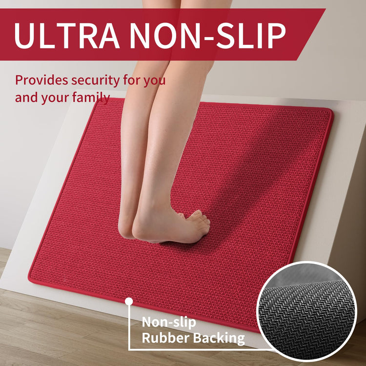 Kitchen Rugs Kitchen Mats for Floor Non Slip Washable Red 17"x47"