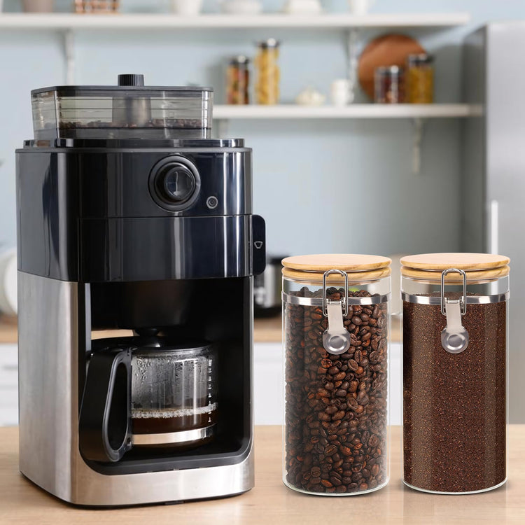 Glass Storage Jars Set Elegant Containers with Airtight Bamboo Lids