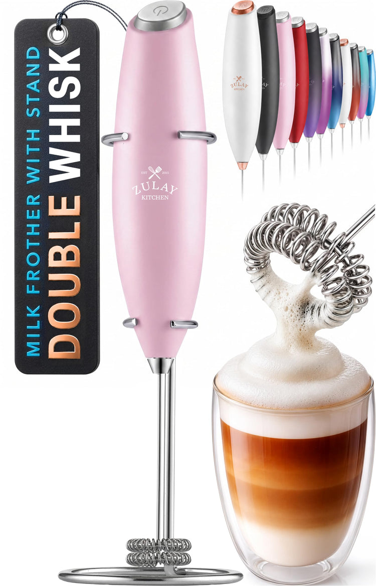 Powerful Double Whisk Milk Frother Handheld