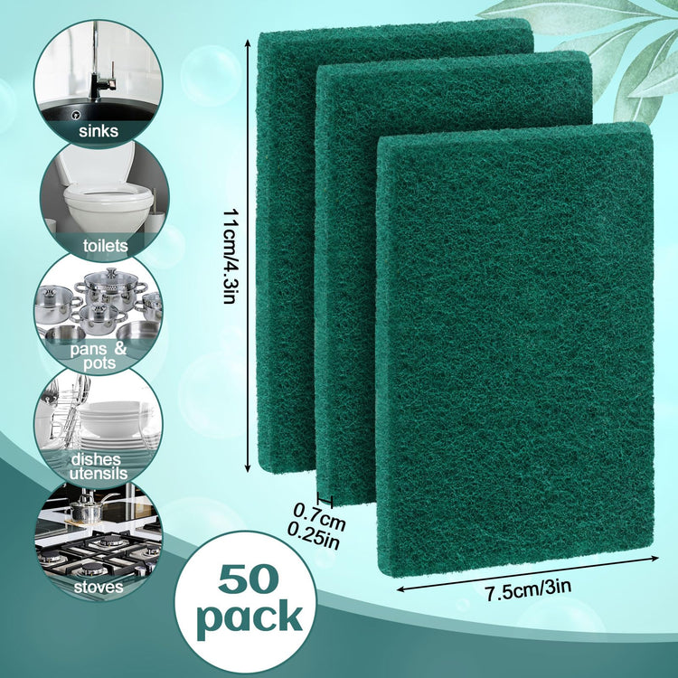 50 Pcs Non Scratch Scouring Pads for Kitchen Dish