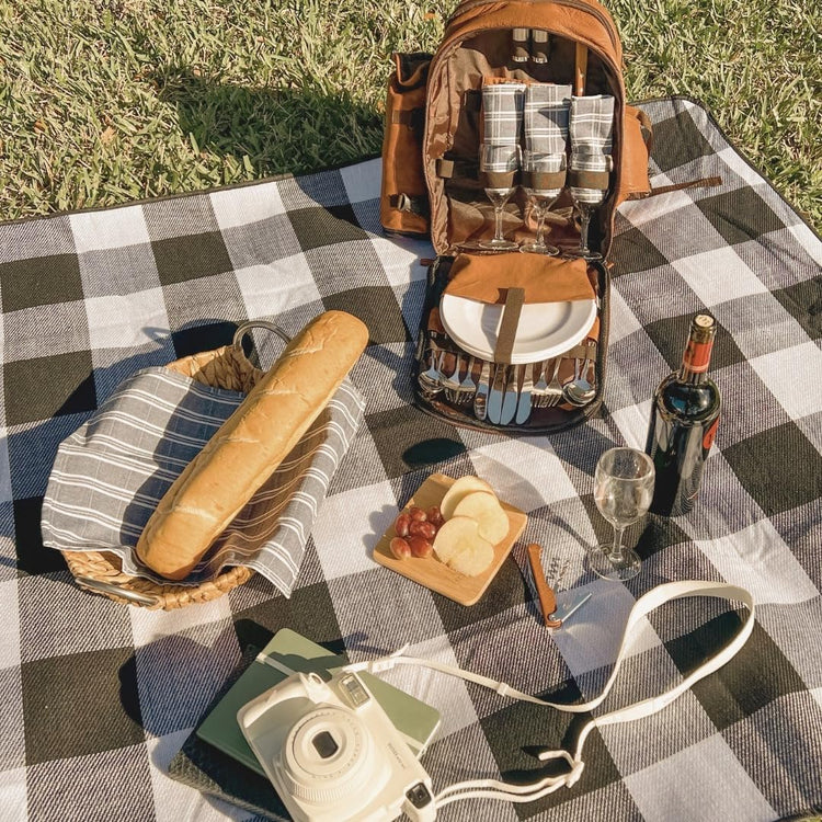 Genuine Leather Picnic Backpack for 4
