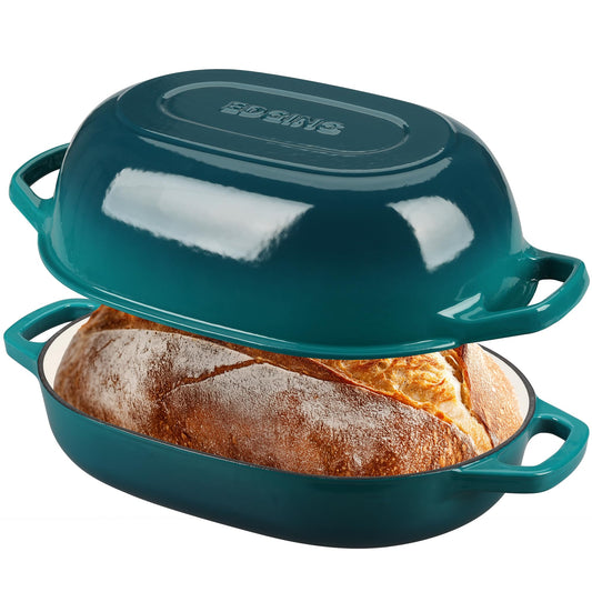 Enameled Cast Iron Oval Dutch Oven Pot with Lid