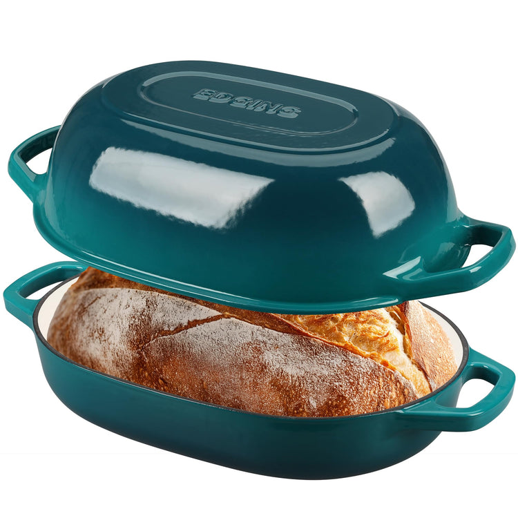 Enameled Cast Iron Oval Dutch Oven Pot with Lid