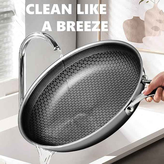 Non Stick Frying Pans 12 inch, Hybrid Frying Skillets Nonstick,non stick Stainless Steel Braiser Pans, Dishwasher and Oven-Safe Chef Pan, Induction Compatible Cooking Pan, PFOA Free