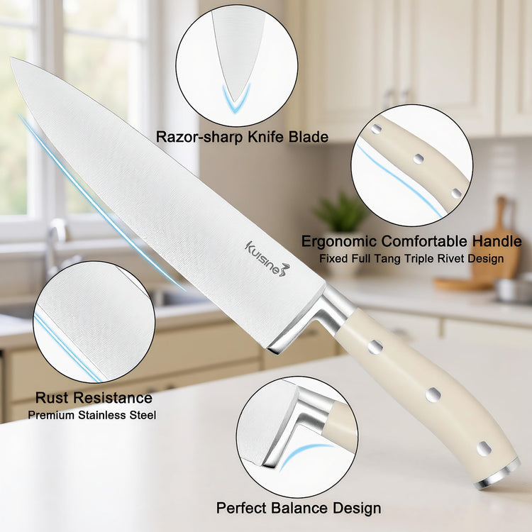 Upgraded Knife Set High Carbon Stainless Steel Sharper Blade Ergonomic Handle (15 Count)