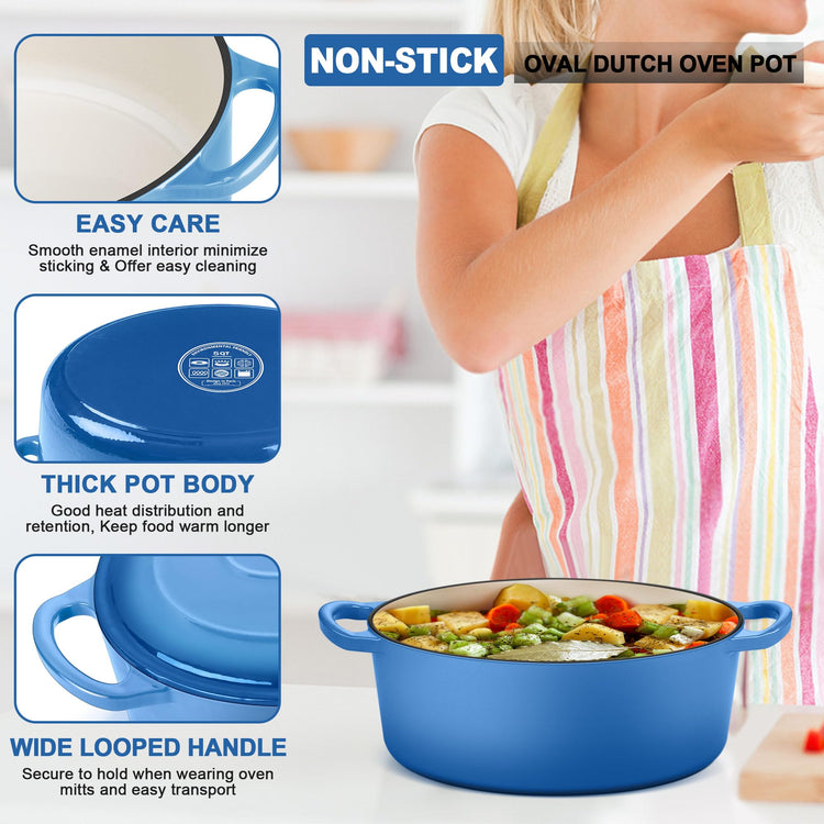 5QT Oval Dutch Oven Pot with Lid