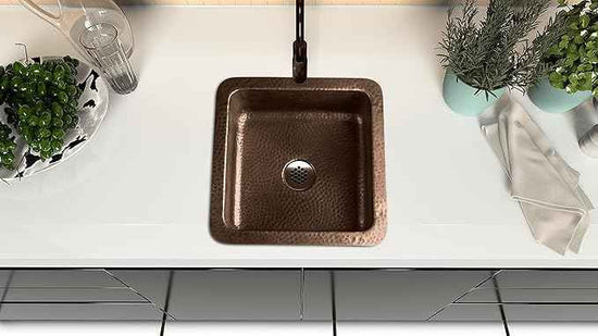 Monarch Abode Kitchen & Bar Sink – 12-inch Glasgow Dual Mount Drop in Bar Prep Sink, Hand Hammered Pure Copper Sinks, Drop in or Undermount Kitchen Sinks, Decorative Single Dual Mount Bowl