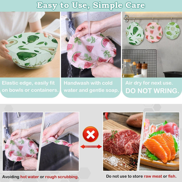 5Pcs Reusable Beeswax Elastic Bowl Covers for Bread Proofing and Food Cover (5 Count)