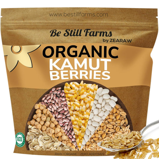Be Still Farms Organic Kamut Wheat Berries Khorasan (4.8lb) - Ancient Whole Grain Bulk - Ideal for Flour, Pasta, Salads, Soups - High in Fiber & Protein | USA Grown | USDA Certified | Vegan | Non-GMO - Nestoria