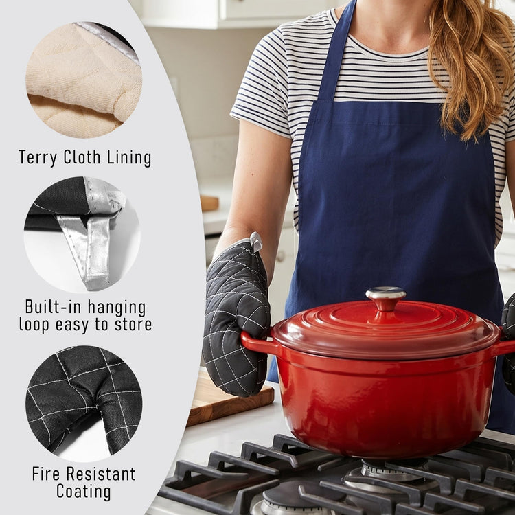15" 482°F Terry Cloth Oven Mitts 100% Cotton Set of 2 (2 Count)