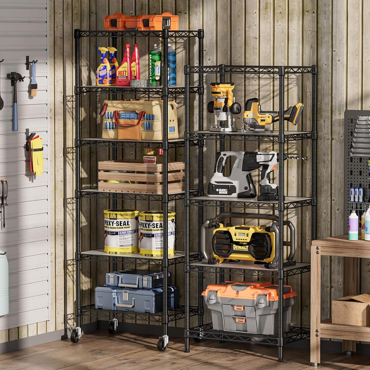 SINGAYE 5 Small Wire Shelves Kitchen Pantry Close Home Organizers and Storage Bathroom Shelf Laundry Room Organization Adjustable Book Metal Garage Shelving Unit