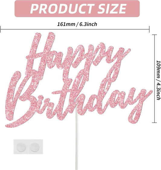 BEISHIDA Happy Birthday Cake Toppers Rose Gold Glitter Birthday Cake Decoration Cake Baking Supplies 18th 30th 40th Birthday Cake Toppers For Boys Girls Men Women Birthday Party Photo Booth Props