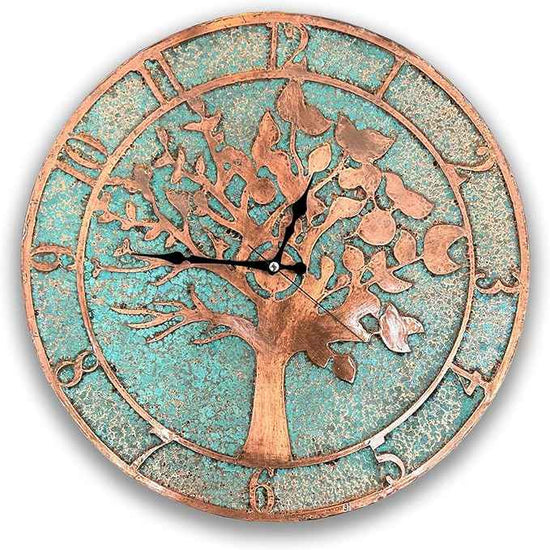 Handmade Copper Wall Clock Artisan Touch in Every Piece - Eternal Tree Wall Decor Copper Clock for Living Room, Office, Kitchen & Bedroom (17.7 Inch)