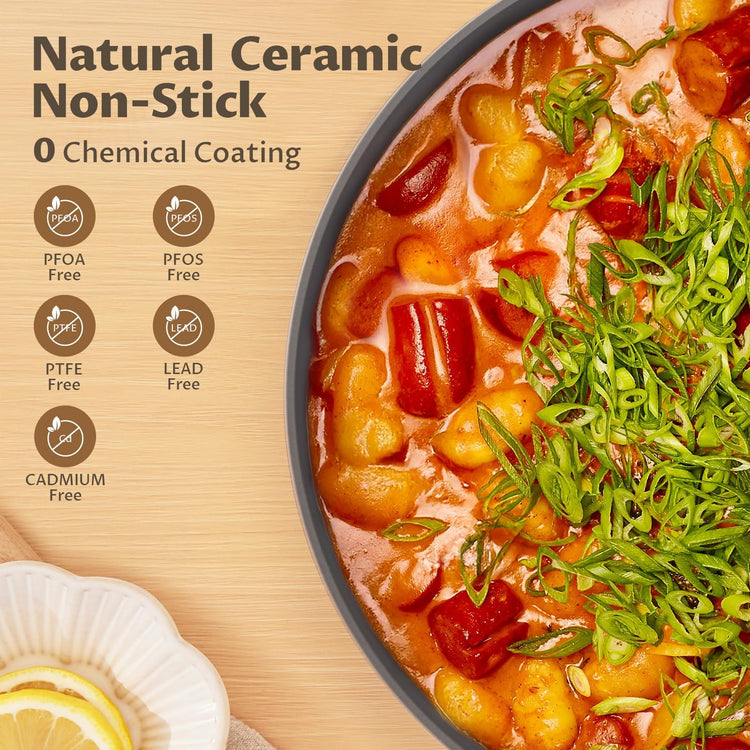 12QT Large Ceramic Nonstick Stock Pot with Lid