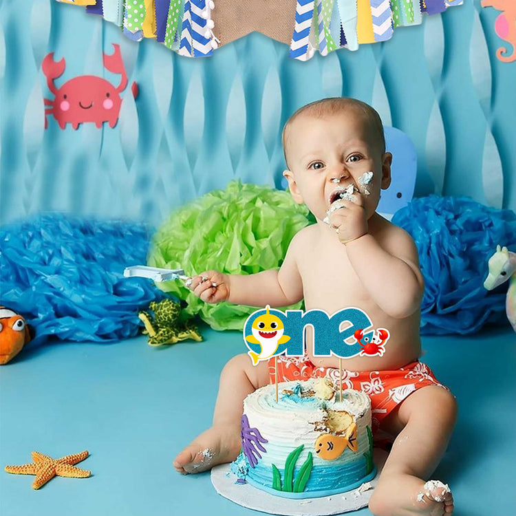 Bby Shrk One Cake Topper