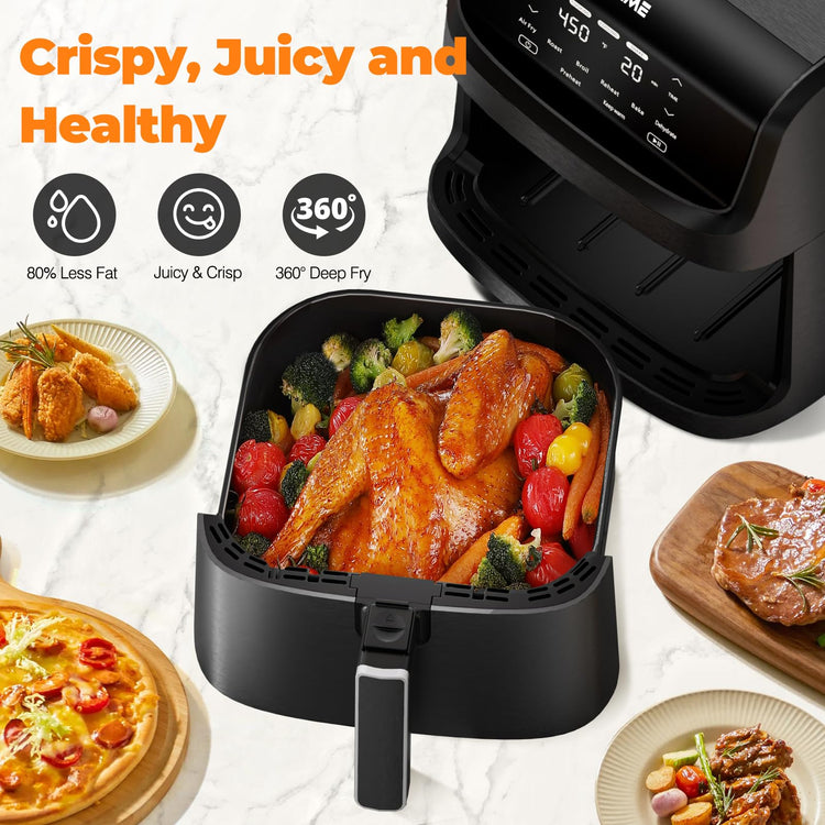 Air Fryer 7.2 QT 1700W Oilless Oven Healthy Cooker Air Fryers Large Capacity with 8 Presets