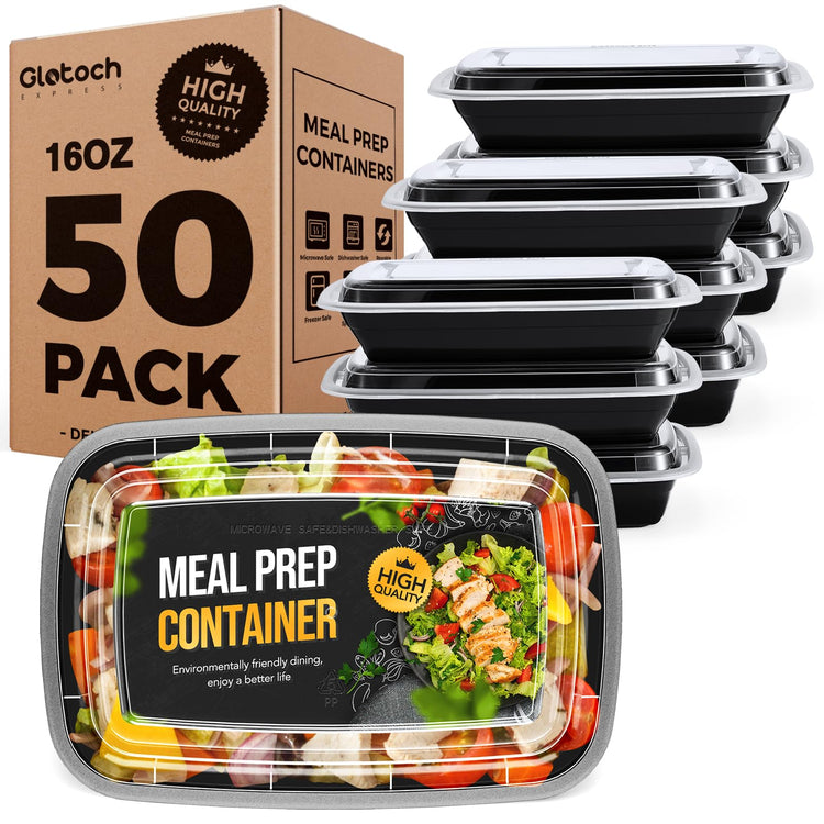 Meal Prep Containers with Lids 16oz 50 Pack Leakproof (50 Count)