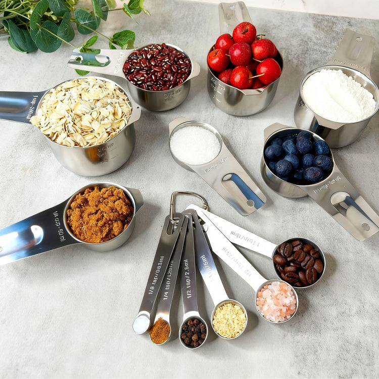 Stainless Steel Measuring Cups and Measuring Spoons 13 Piece Set