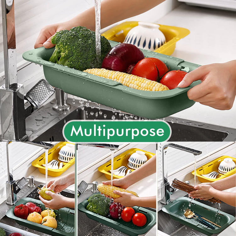 Collapsible Sink Colanders and Strainers Basket Extendable Plastic Fruit Vegetable Strainer Drainer Basket for Kitchen
